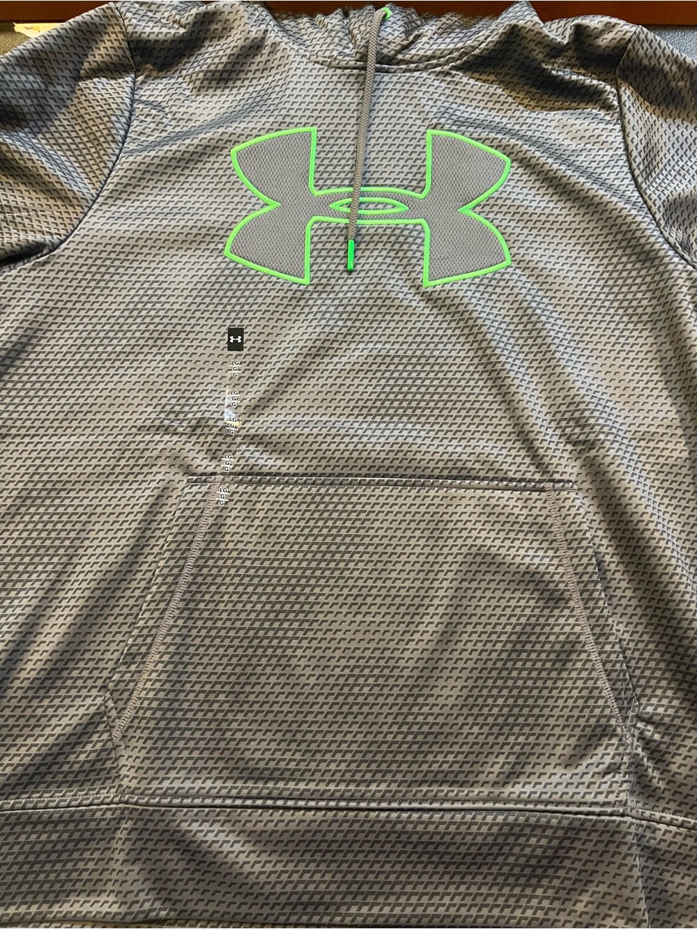 NWT-Under Armour Gray Hoodie with Bright Green Accents-water resistant